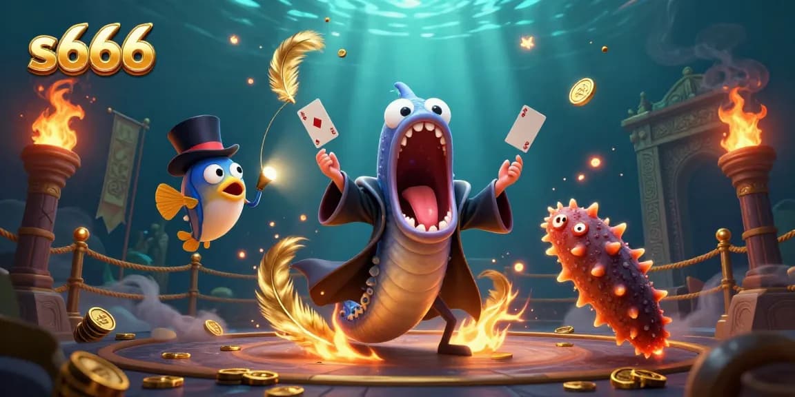Experience thrilling gameplay with s666 in a vibrant casino-themed 3D illustration featuring fun characters.
