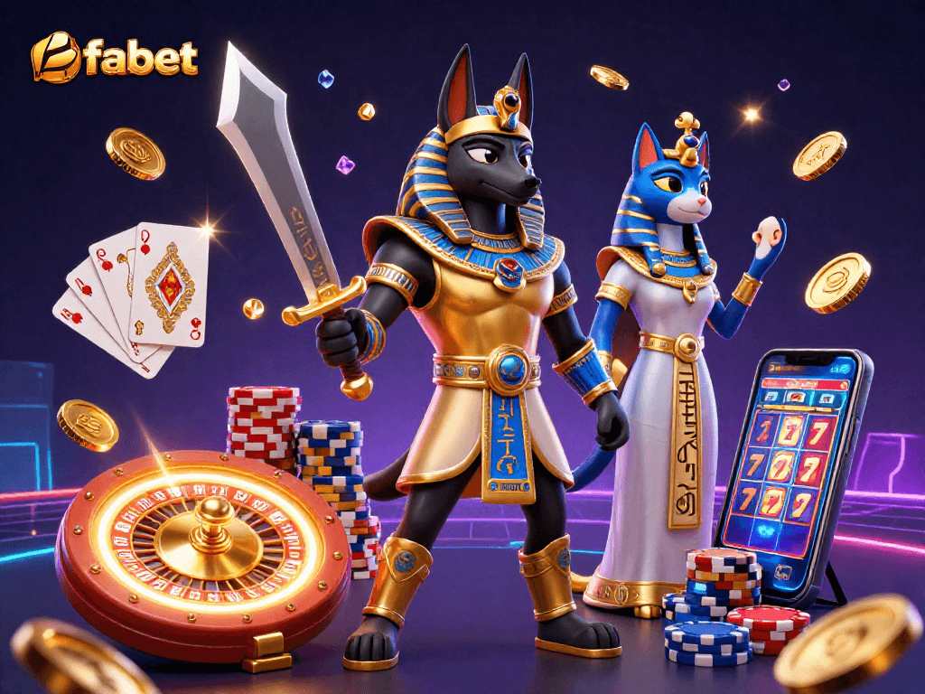 Experience excitement at fabet with stunning golden coins and 3D casino elements!
