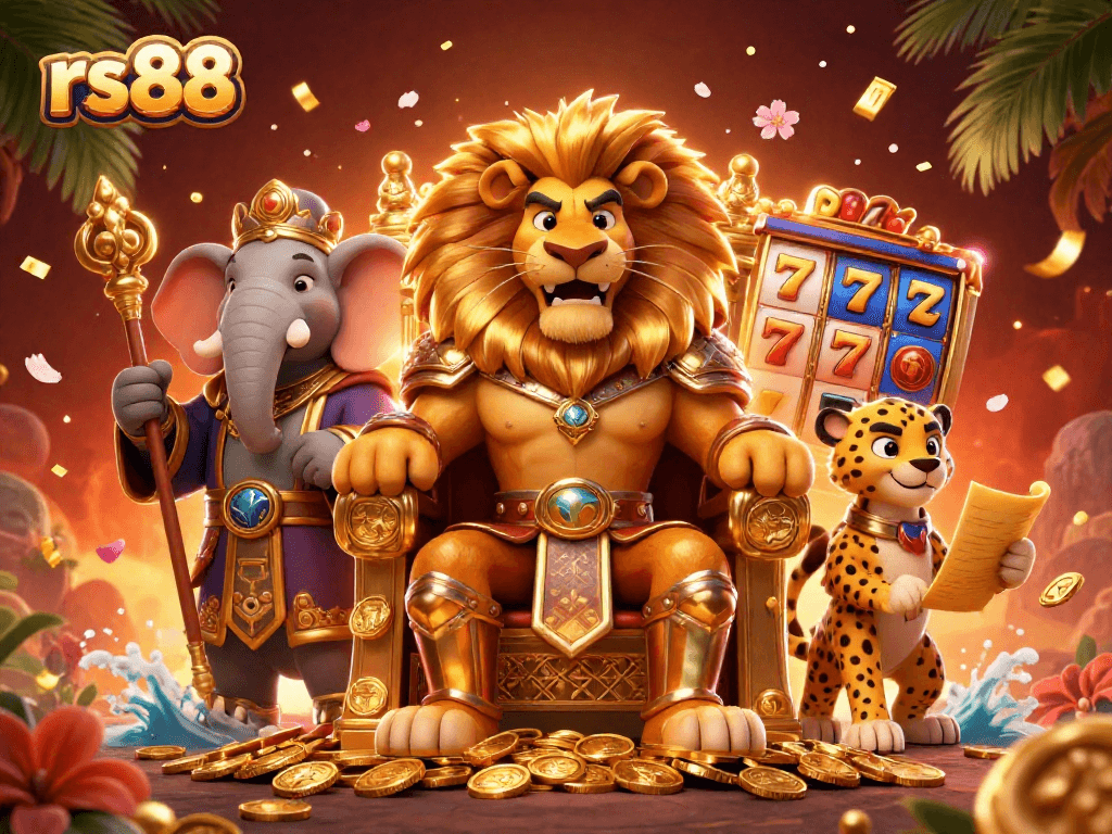 Experience the thrill of gaming at rs88 with lively slot reels and vibrant characters surrounded by excitement.