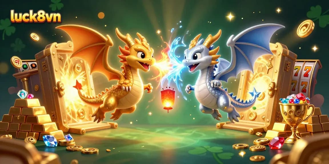 Experience the thrill of luck8vn as intricate golden dragons represent a vibrant casino atmosphere.