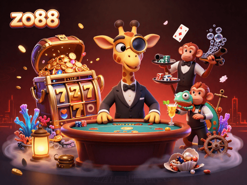 Experience thrilling slot action at zo88 with captivating 3D characters and vibrant casino elements.