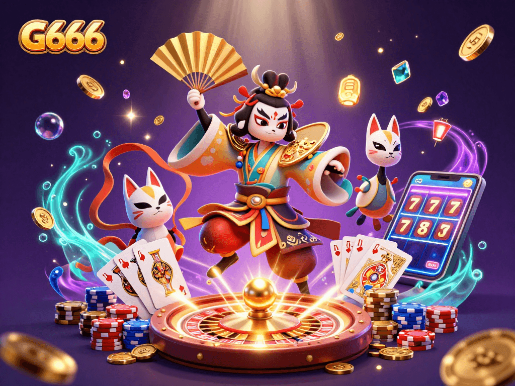 Experience G666’s thrilling gaming world with lively characters and rich casino elements.