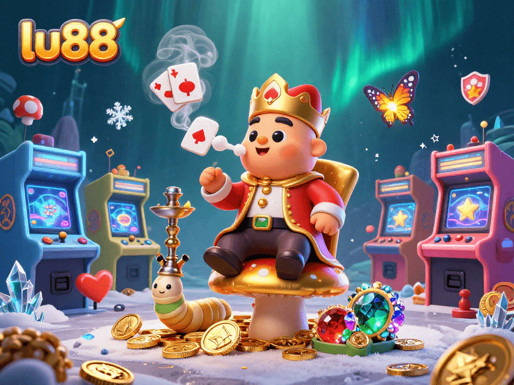 Play exciting games at lu88 with colorful arcade machines amidst enchanting casino elements.