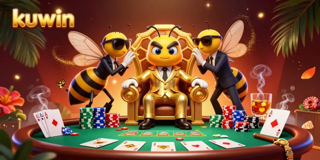 Engage with exciting casino action at Kuwin featuring poker chips and a vibrant atmosphere.