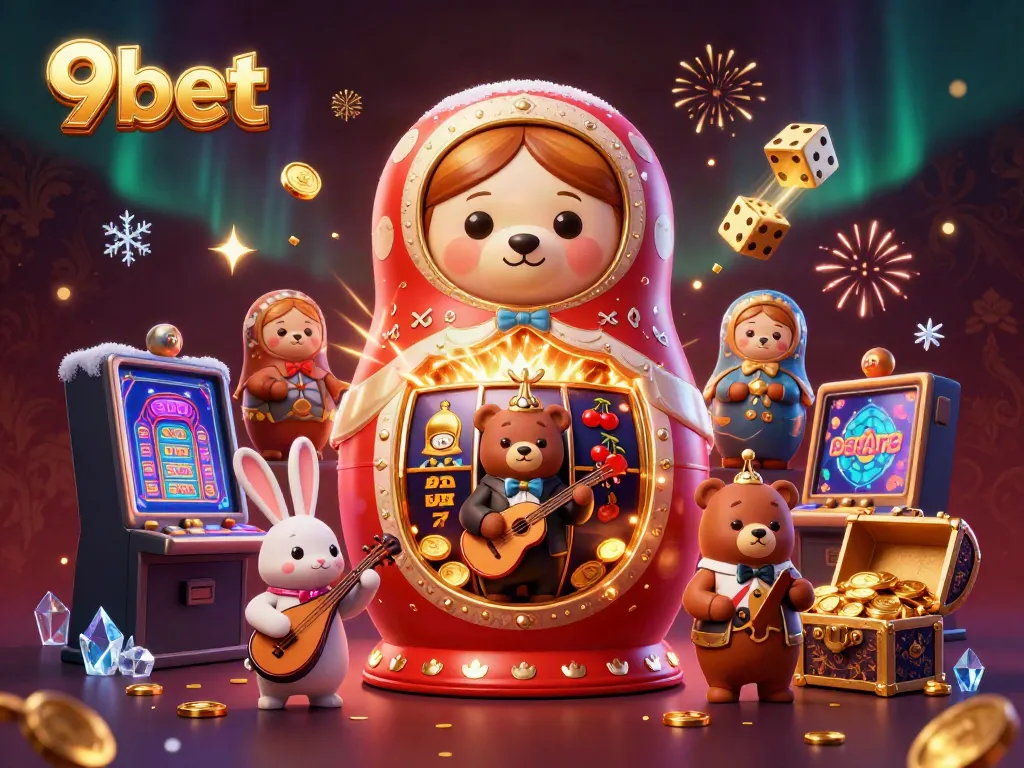 Experience the thrill of 9bet with vibrant casino-themed 3D art featuring jackpot excitement and live dealer ambiance.