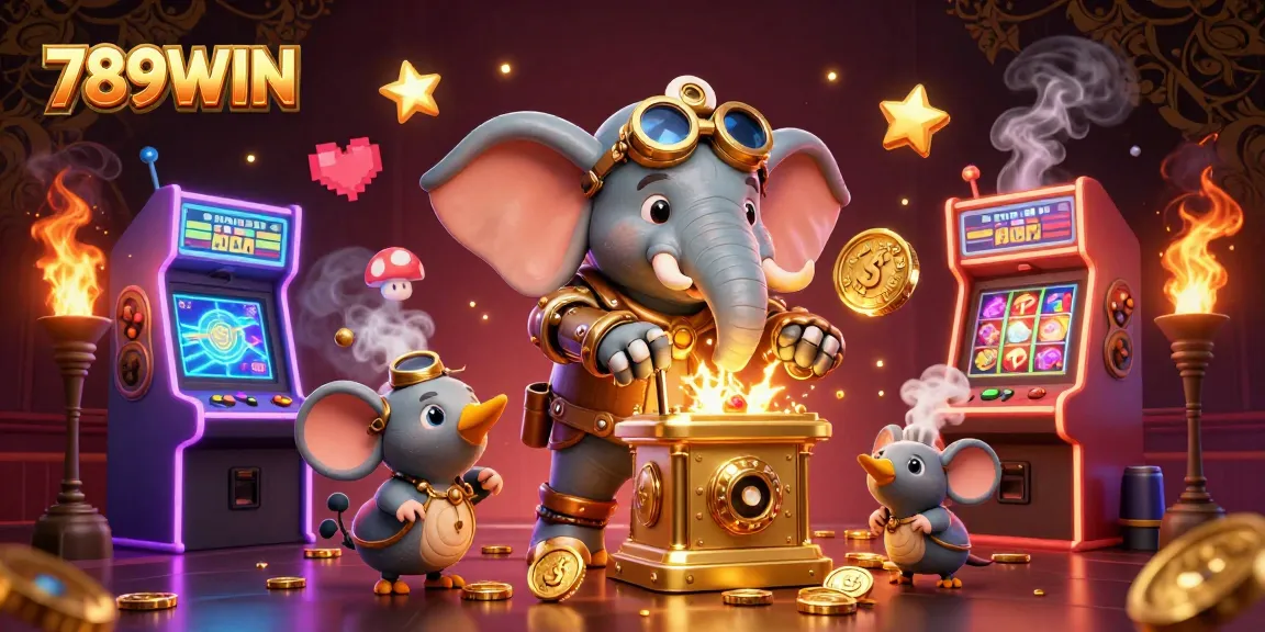 Win big with the vibrant 789WIN slot experience showcased in this lively 3D illustration.