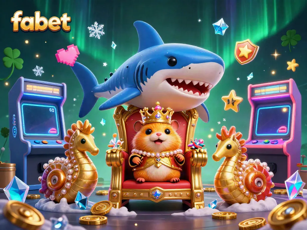 Experience excitement at fabet with a dynamic 3D cartoon world featuring a hamster king and gaming elements.