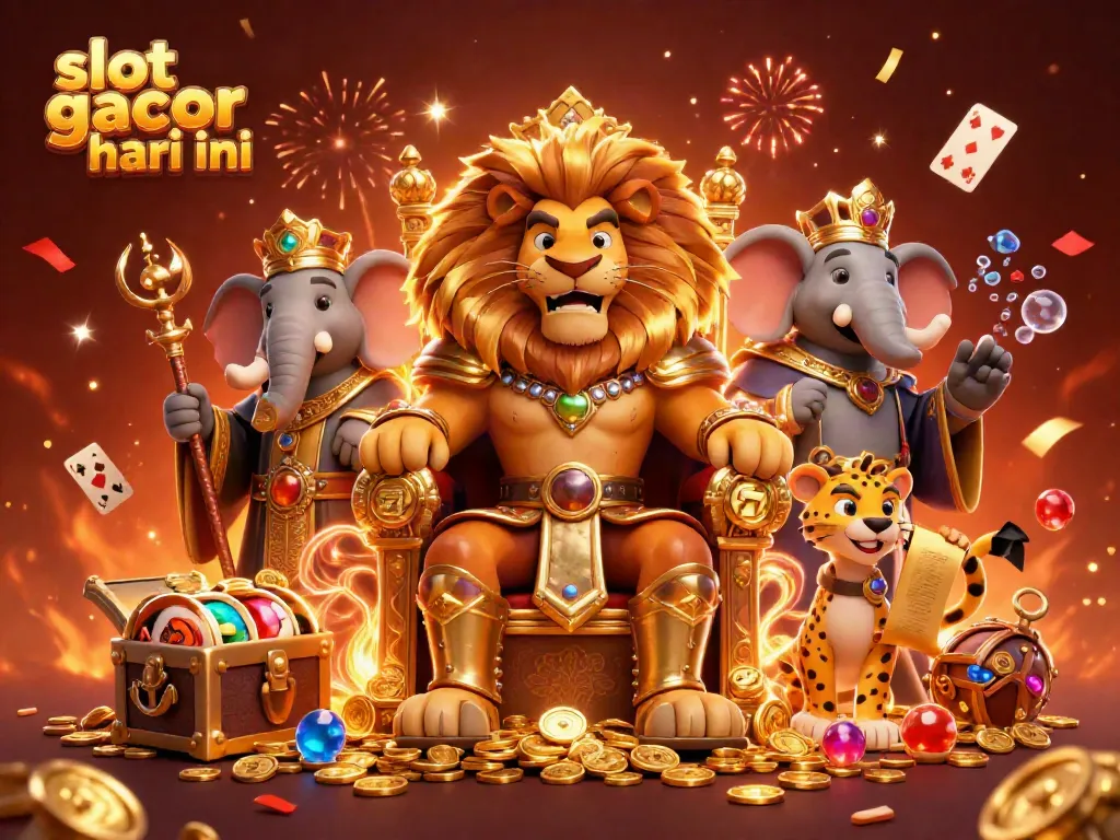 Spin the reels in style with slot gacor hari ini, featuring a regal lion king and fortune elements.