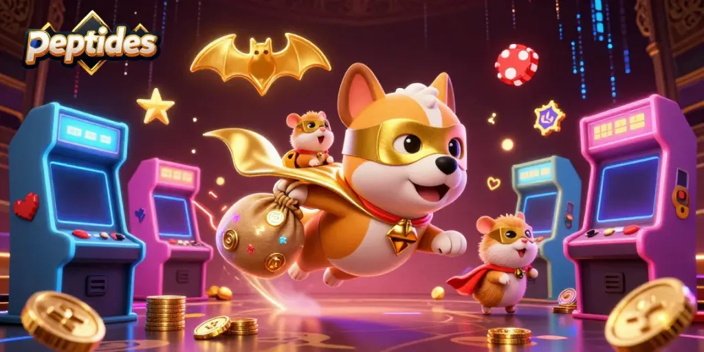 Experience the thrill of peptides-inspired gaming with our superhero dog and hamster duo.