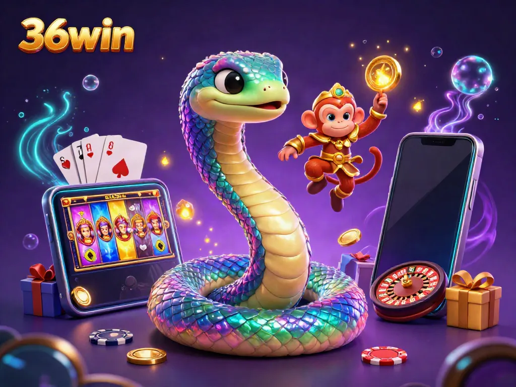 Experience the thrill of 36win with a vibrant 3D scene showcasing dynamic casino elements and enchanting characters.