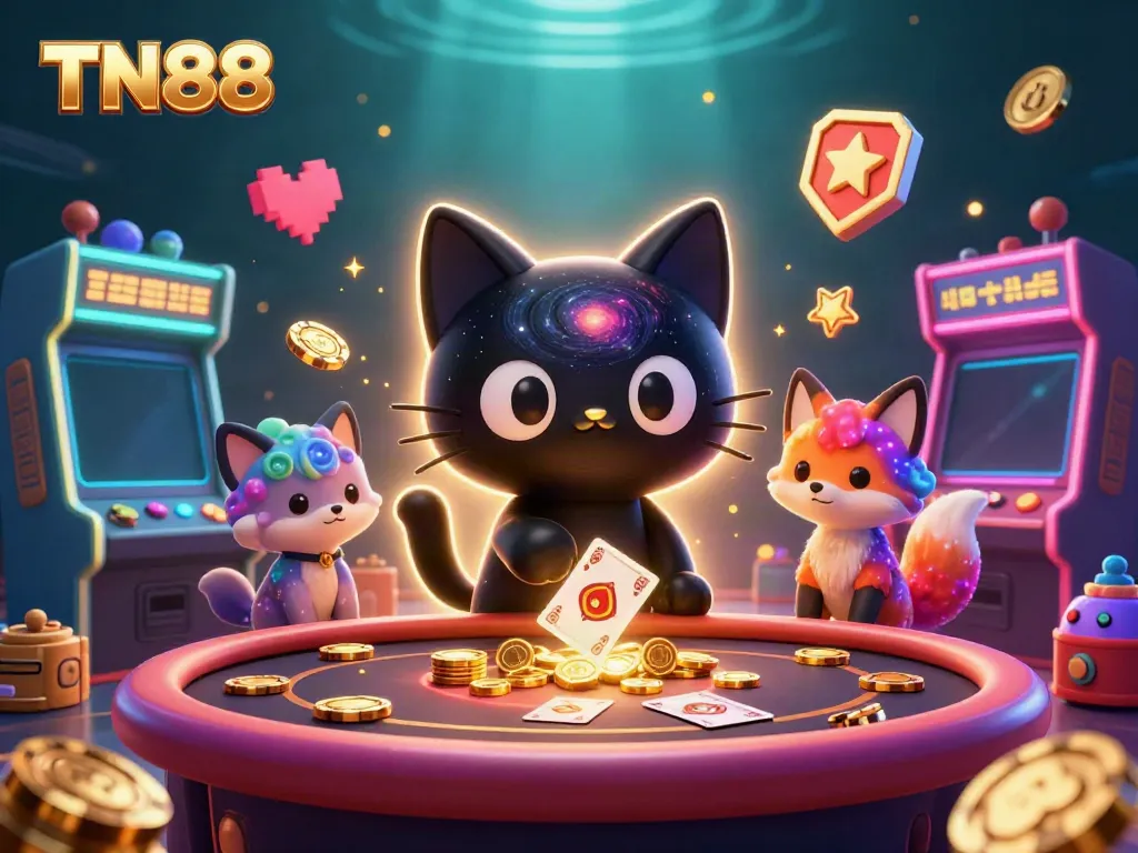Experience the thrill of TN88 at a cosmic casino where enchanting characters pull in golden chips.