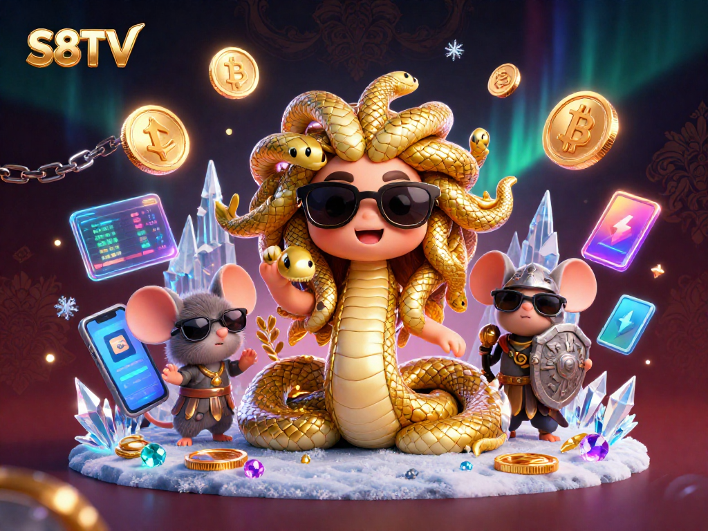 Engage with immersive S8TV gaming experiences through vibrant 3D casino illustrations.