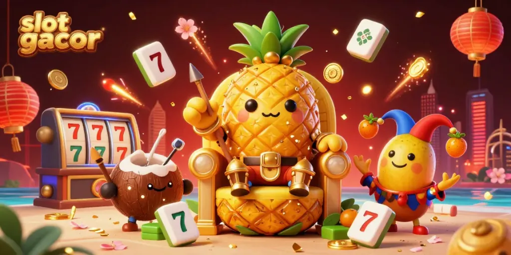 Slot gacor yang menampilkan raja nanas emas di kasino pantai dengan elemen perjudian yang kaya.
