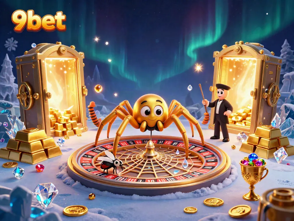 Experience 9bet excitement with 3D cartoon characters and vibrant casino elements.