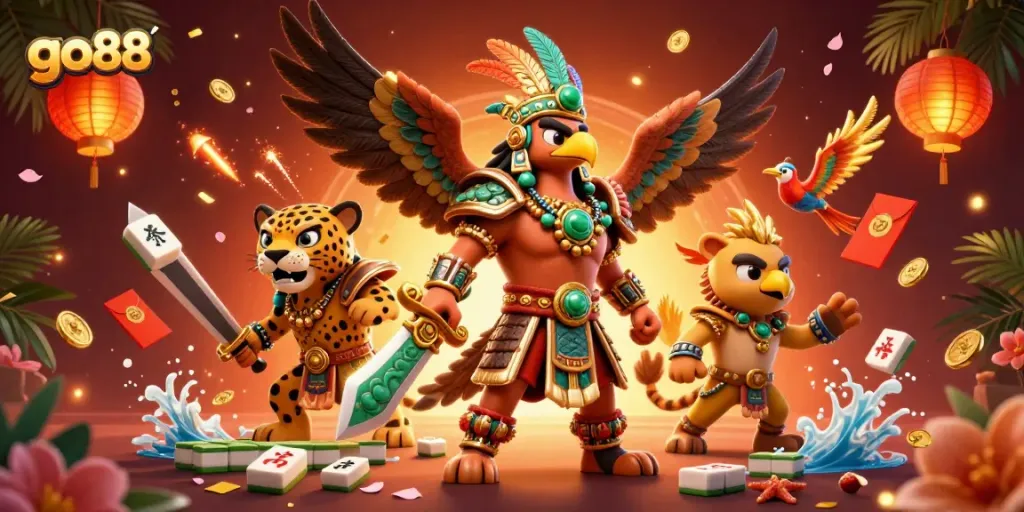 Experience thrilling gameplay with go88's colorful casino adventure featuring vibrant characters and festive elements.