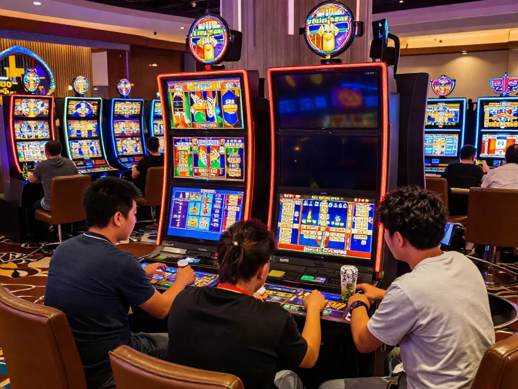 Diverse players enjoying vibrant slot gacor games in an exciting casino environment.