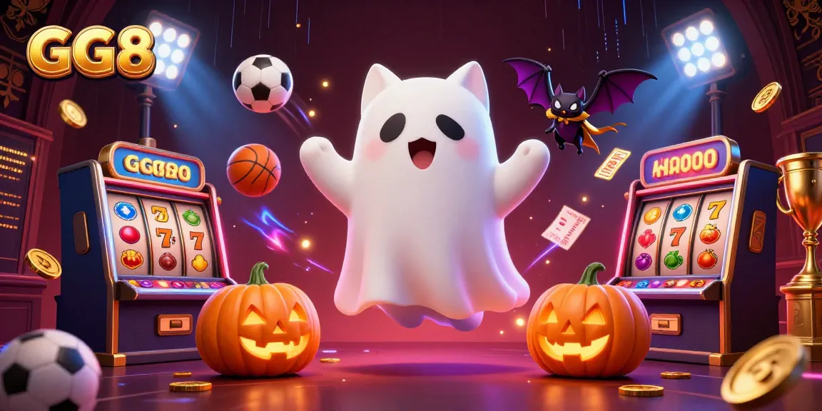 Engage with GG88's thrilling 3D representation of a haunted casino, featuring a ghost cat and dynamic elements.