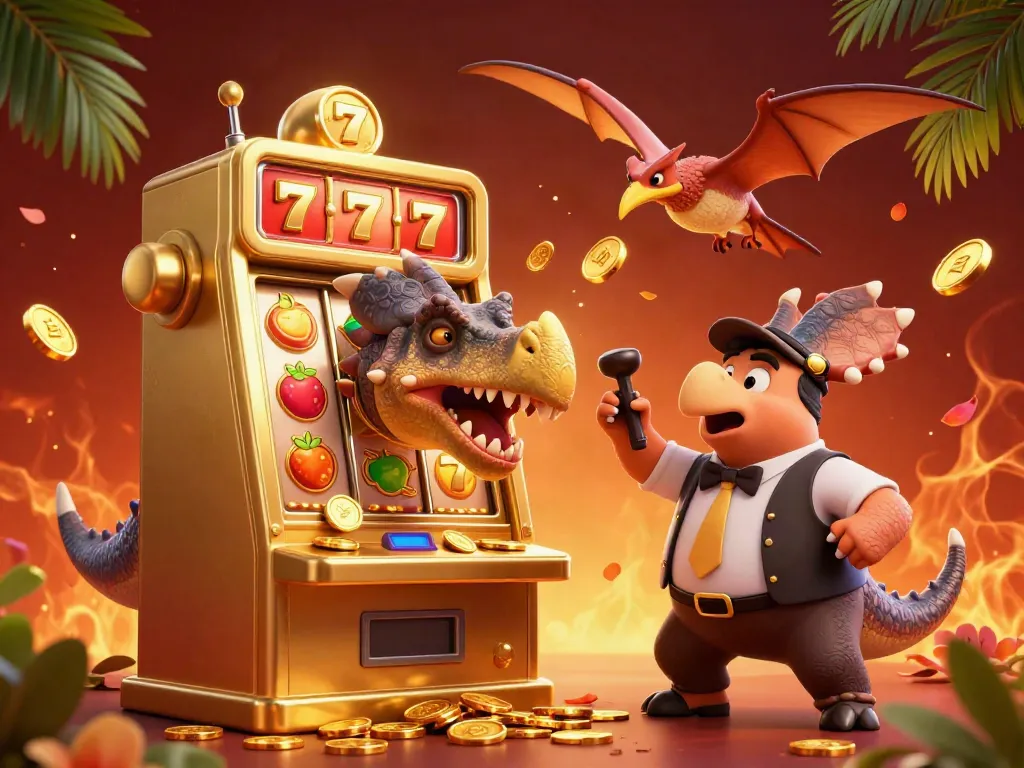 Experience the excitement of 99WINlike never before, with a pachycephalosaurus winning jackpots in a vibrant casino scene.