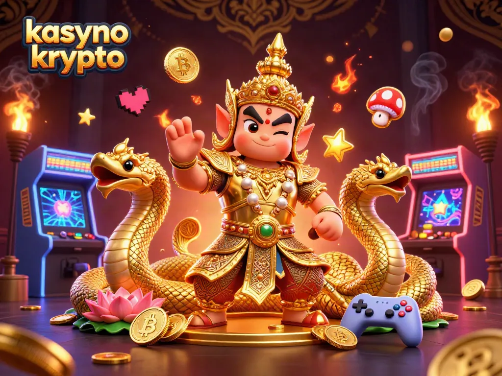 Engage with kasyno krypto in a vibrant casino scene showcasing Bitcoin coins and festive gaming elements.
