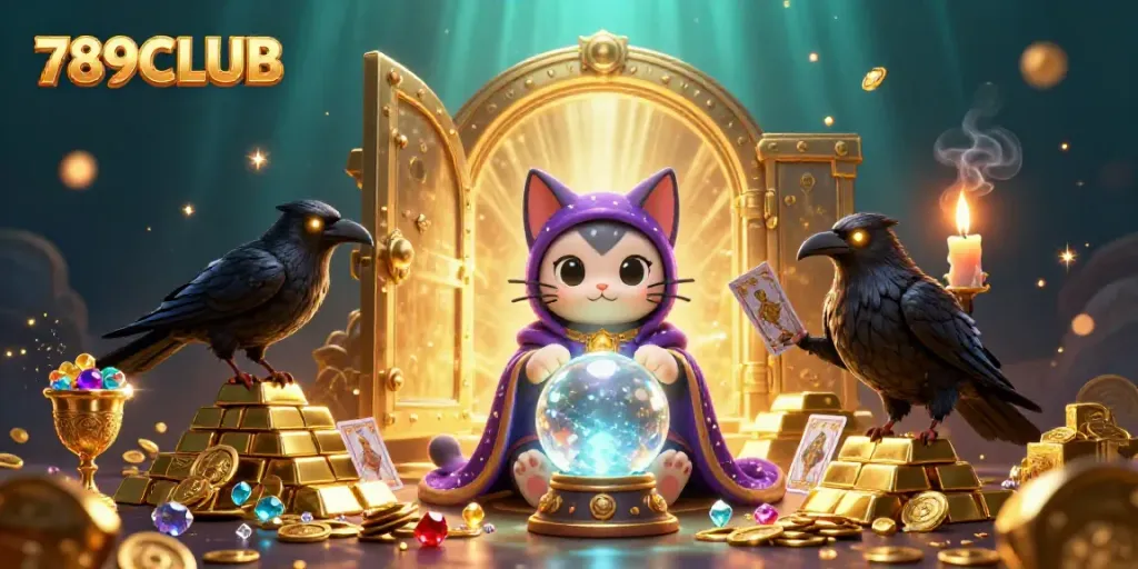 Engage in thrilling gameplay at 789CLUB featuring a vibrant casino scene with mystical elements.