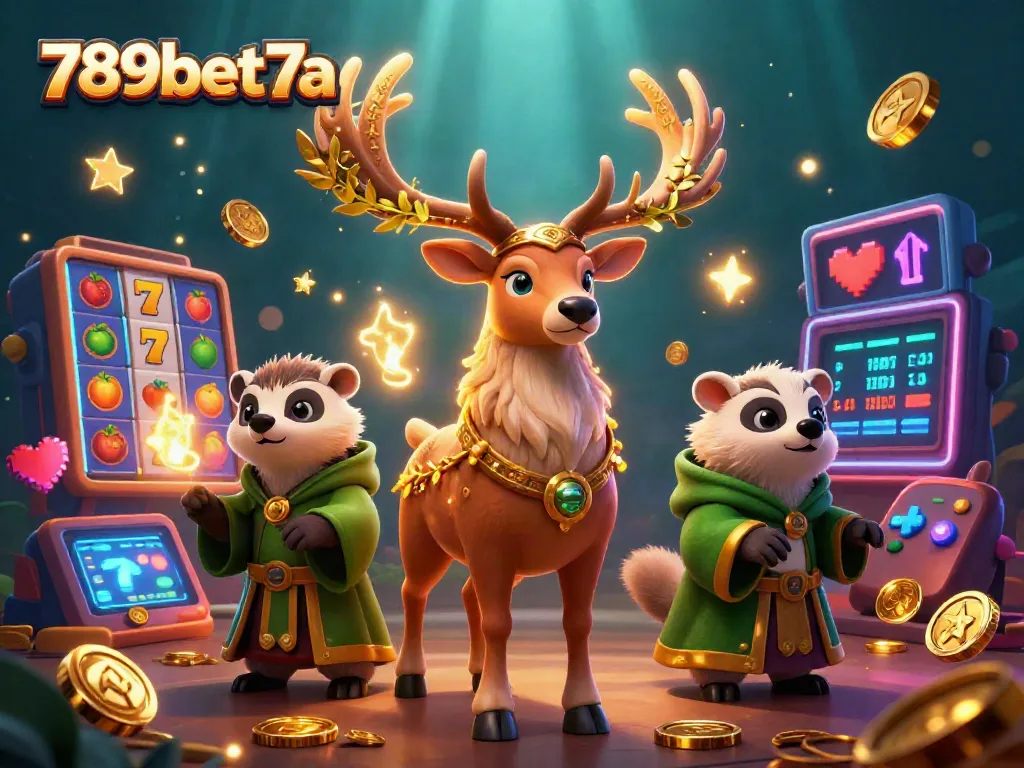Experience the vibrant action of 789bet7a with colorful slot reels and engaging characters in a dynamic casino scene.