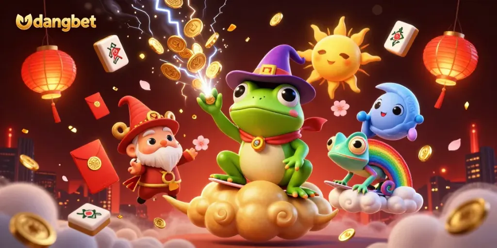 Experience the winning magic of udangbet with a vibrant scene of gambling excitement and mythical elements.