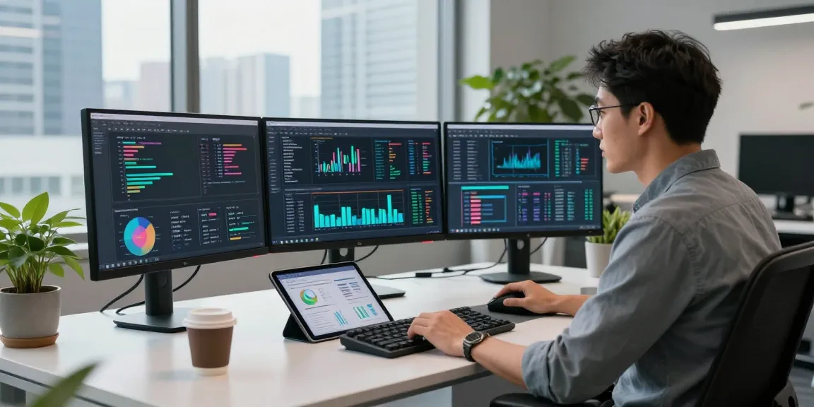 Data scientist using crushonai for analytics in a modern workspace