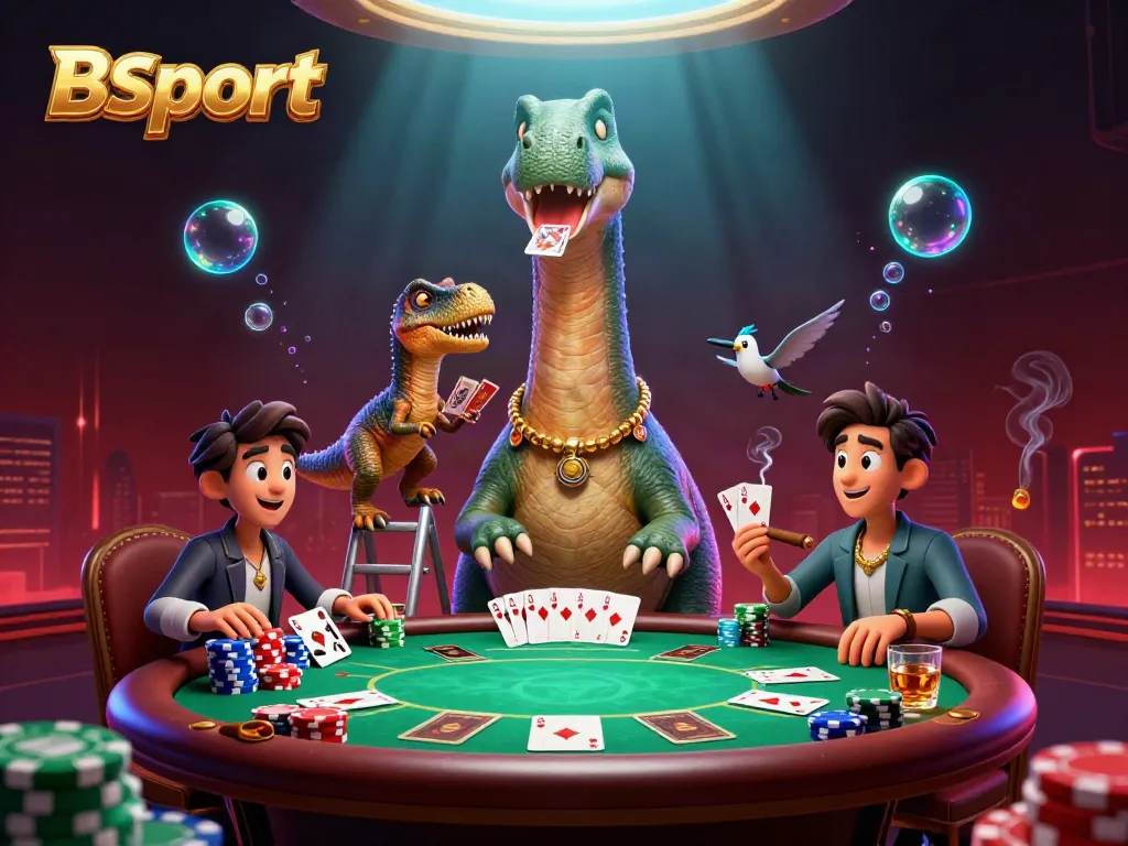Bsport delivers a thrilling poker experience in an elaborate 3D casino illustration.