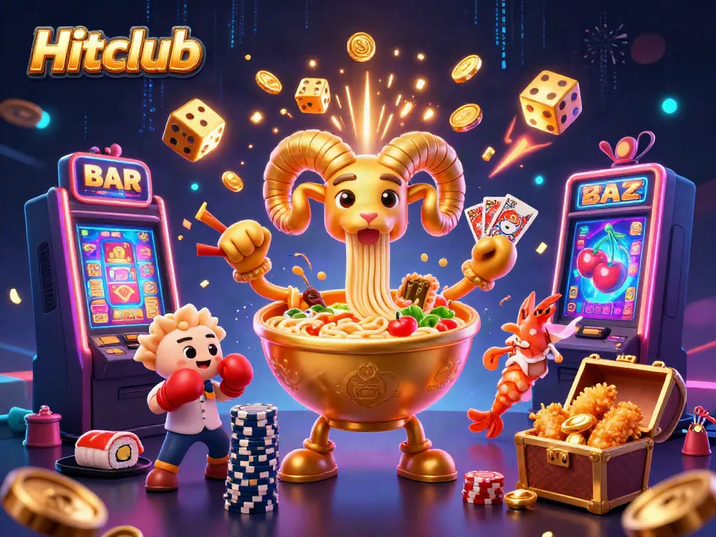 Experience thrilling gameplay at Hitclub with colorful casino games and dynamic characters all around.