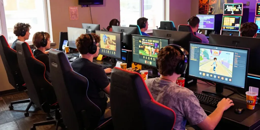 Exciting gaming atmosphere showcasing lumbung88 players engaged in online slots and community interactions.