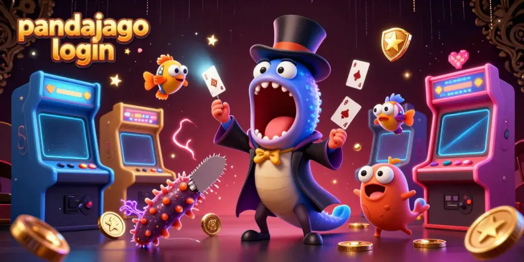 Gambaran karakter unik dengan tema judi di pandajago login, menampilkan aksi menawan dalam permainan.