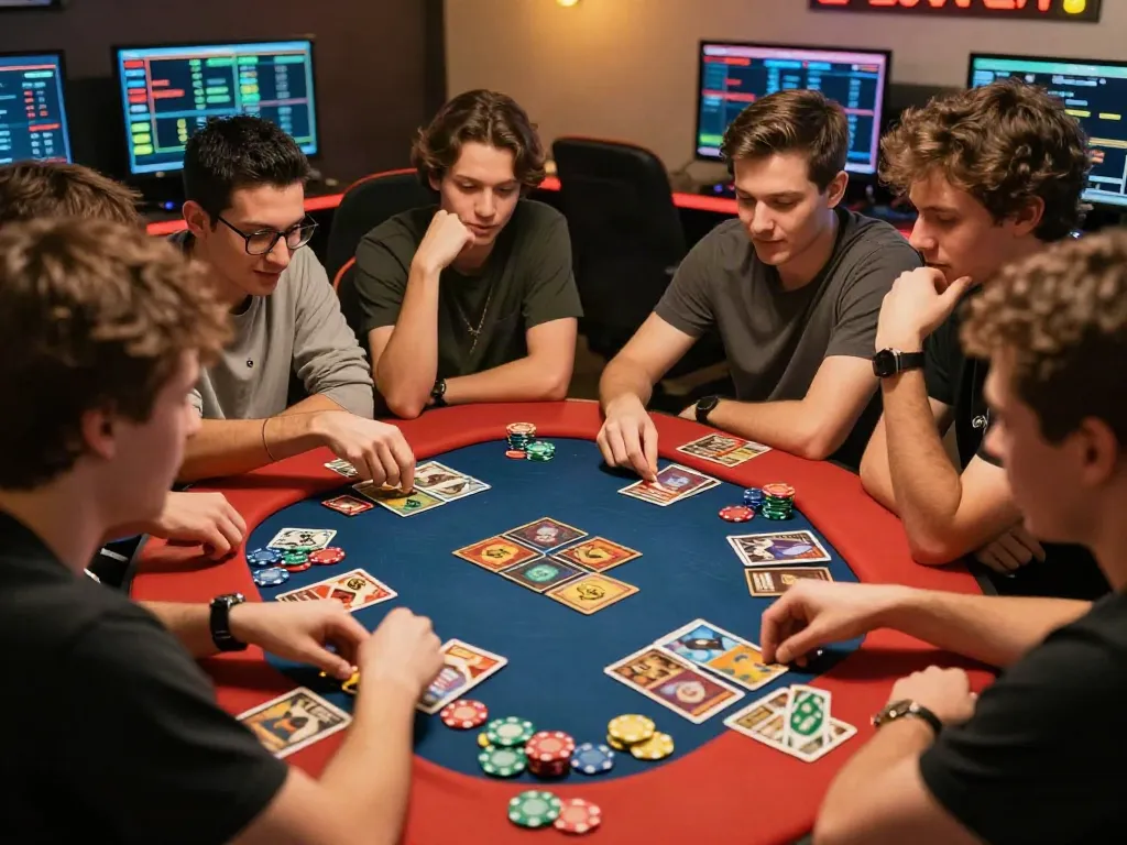 Friends enjoying a card game at https://sunwint4.com/, showcasing excitement and community.