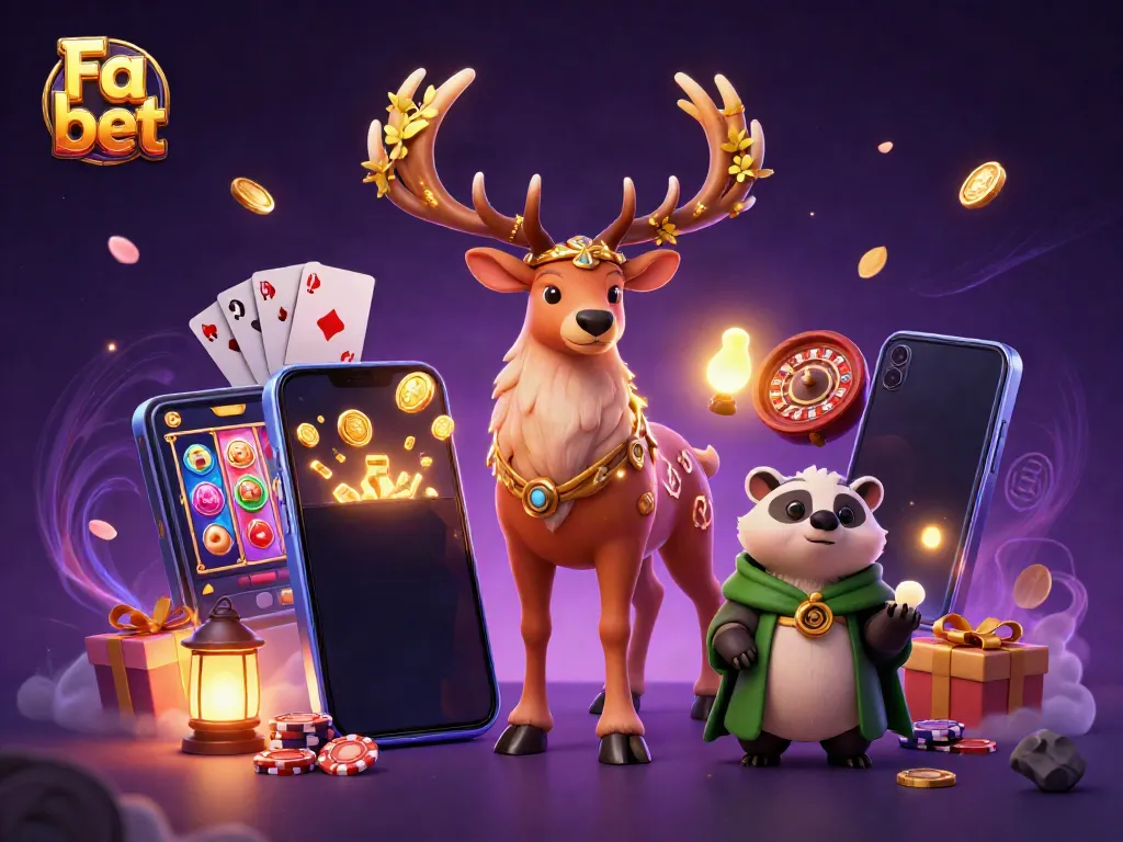 Experience Fa bet’s magical casino realm with golden coins, a druid stag, and rich gaming elements.