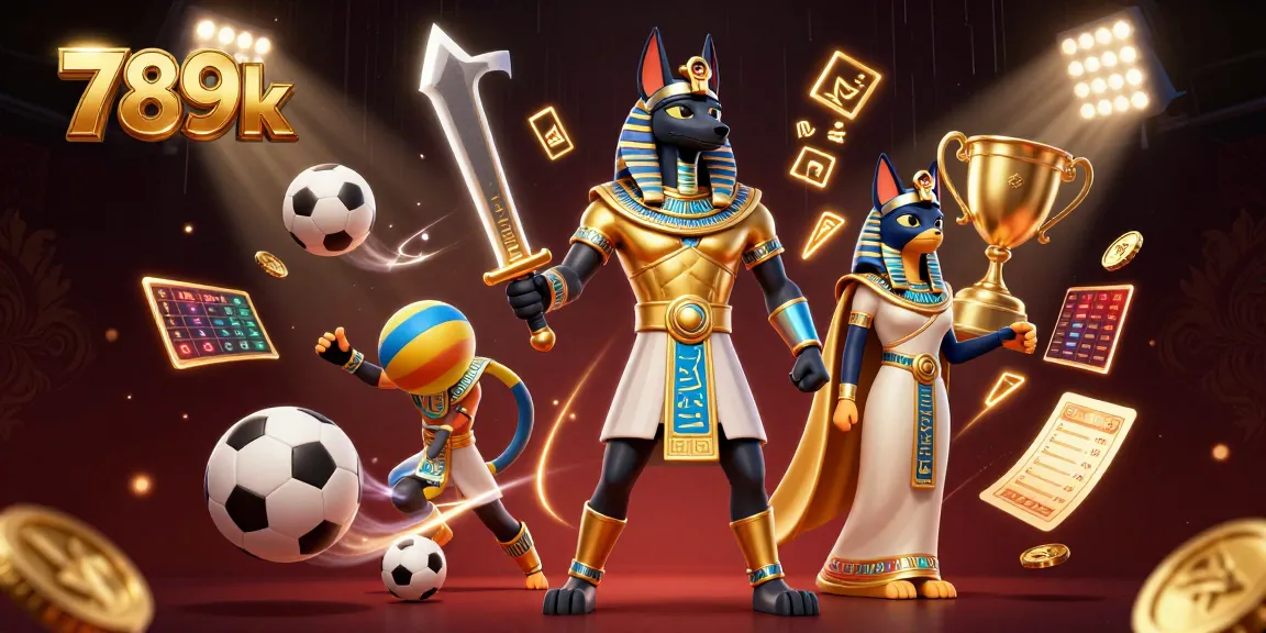 Experience thrilling sports betting with 789k in a vibrant 3D casino scene featuring Anubis and Bastet.