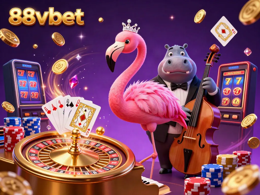 Experience vibrant casino excitement with a flamingo singer and hippo bassist at 88vbet