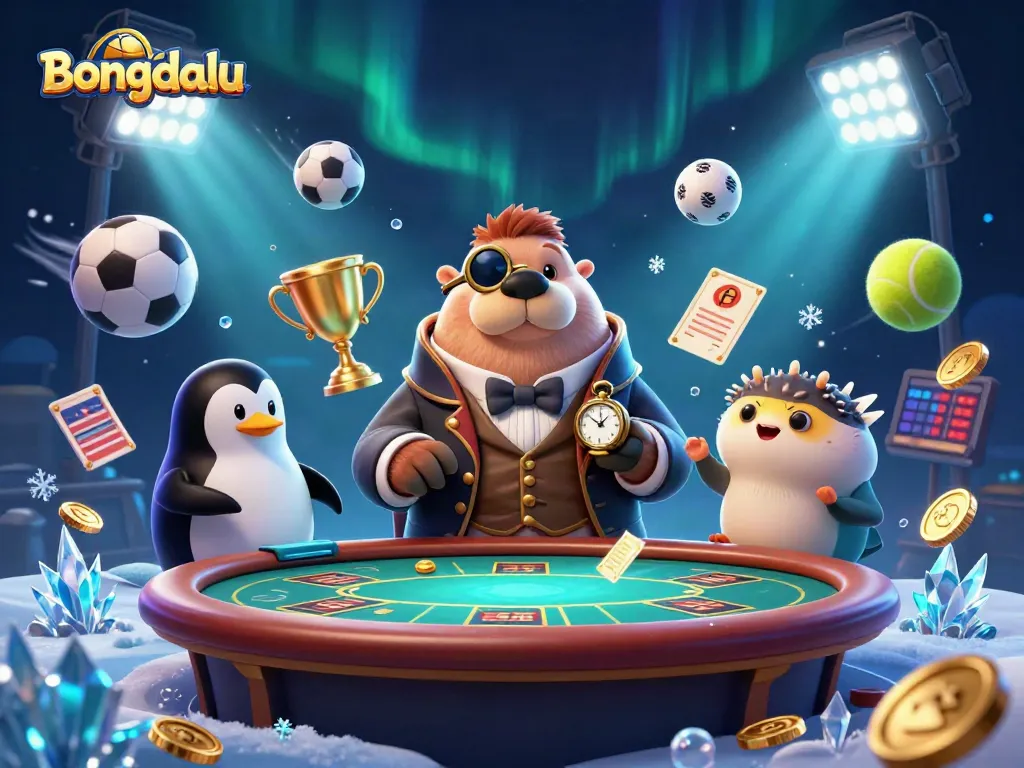 Experience Bongdalu's thrilling underwater poker scene with dynamic sports elements and vibrant characters.
