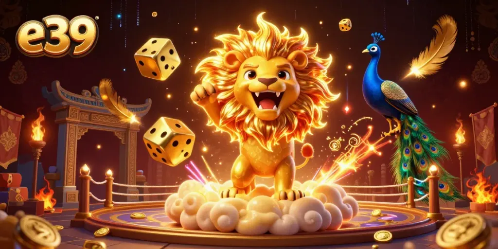 Experience thrilling wins with the e39 lion at a vibrant casino arena, rich in gaming glory.