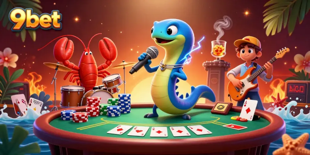 Experience the thrilling action of 9bet with a dynamic underwater DJ performance in a casino setting.
