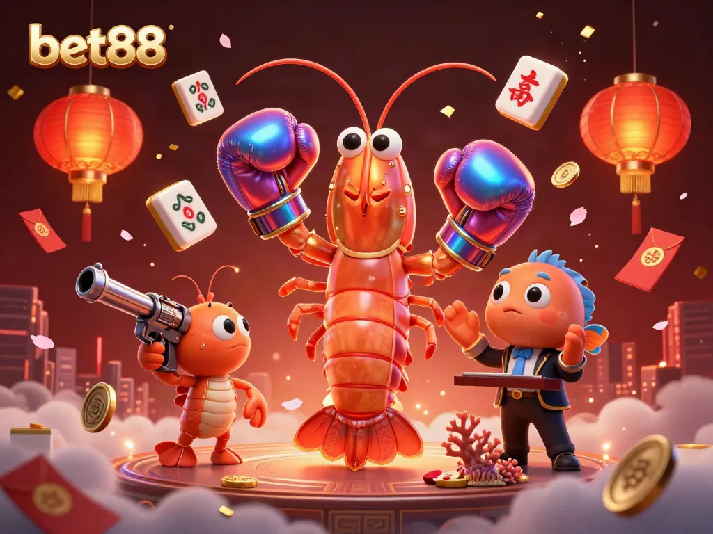 Experience thrilling gameplay with bet88's colorful casino-themed illustration featuring vibrant characters and dynamic elements.