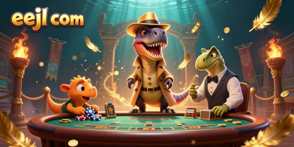 Engaging scene featuring animated characters at a casino, highlighting eejl com interactions.