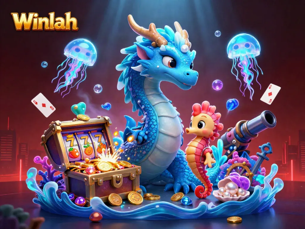 Winlah offers thrilling underwater casino adventure featuring vibrant characters and slot elements.