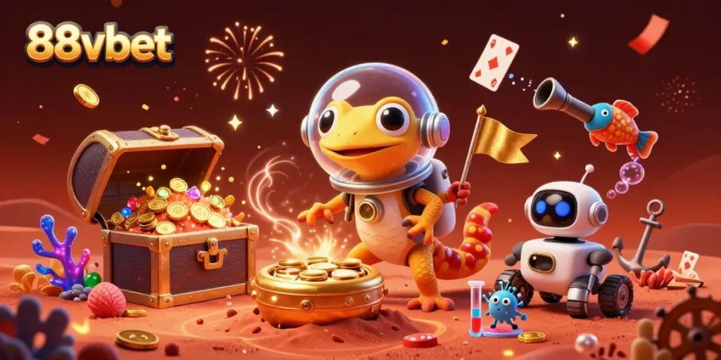 Explore thrilling gaming adventures with 88vbet in a vibrant Martian casino scene.