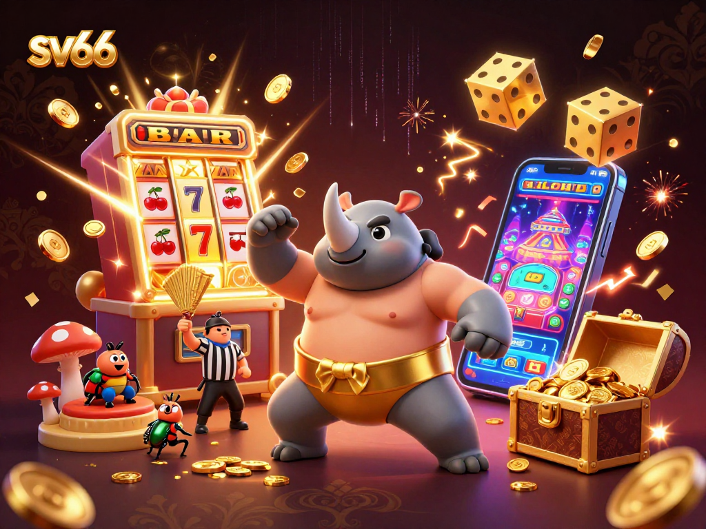Experience winning thrills at sv66 with the dynamic 3D casino scene illustrating exciting gaming action.