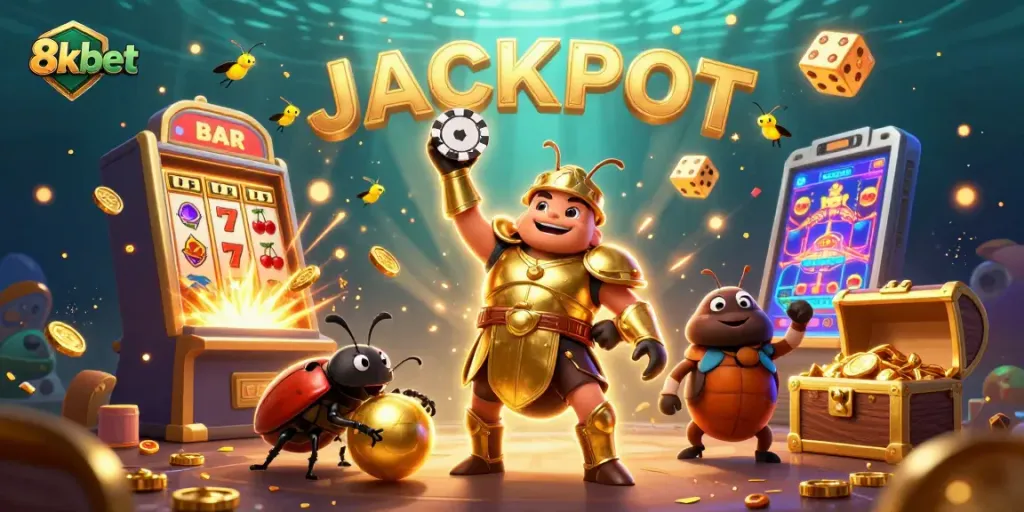 Experience thrilling gaming moments at 8xbet with this vibrant jackpot celebration scene.
