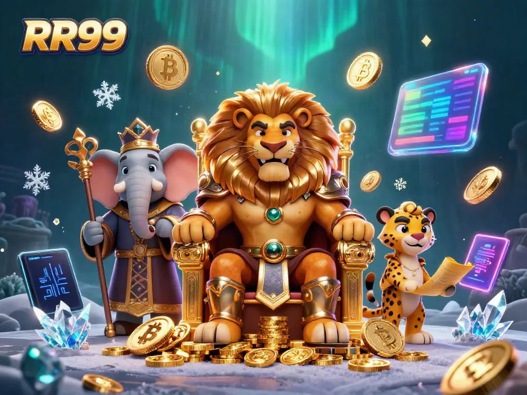 Experience thrilling action at RR99 with the fierce lion king and vibrant casino elements.