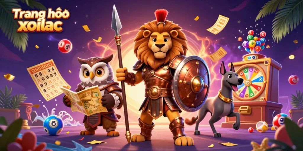Experience thrilling action on Trang chủ xoilac with vibrant lottery elements and dynamic characters.