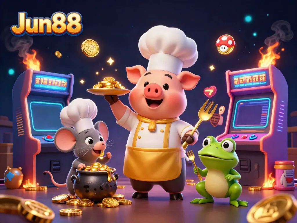 Experience thrilling games at Jun88 with our vibrant casino characters and stunning golden visuals.