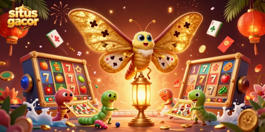 Experience the thrill of winning with situs slot gacor; vibrant slot reels and casino elements come alive.