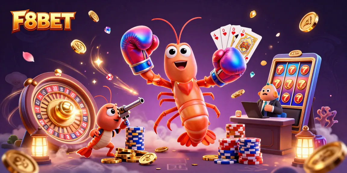 Experience thrilling games at F8BET with lively characters as they celebrate casino wins.