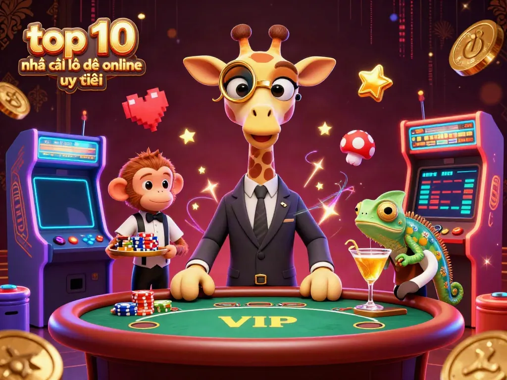 Experience thrilling gameplay with the top 10 nhà cái lô đề online uy tín in this vibrant casino illustration.